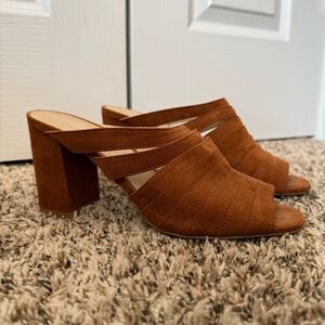 Abound Suede Open Toe Block Heel Slip On Mules Sz 9.5 / 40